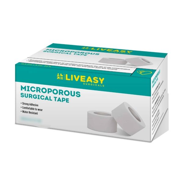 Liveasy Microporous Surgical Paper Tape (2 Inch*5 Meter) Pack of 2